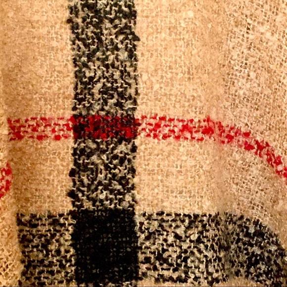 Camel mocha plaid turtleneck poncho wrap NWT - Picture 5 of 8
